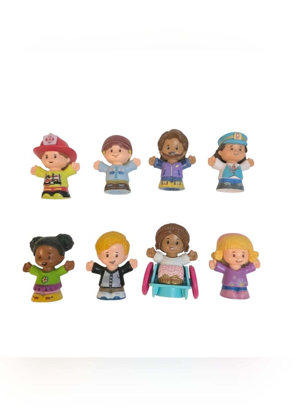 Fisher Price Little People Lot Of 8 Figures Firefighter Train Conductor Toys Set